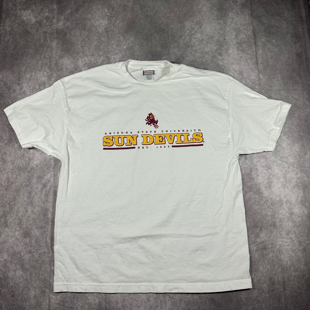 VTG ASU Arizona State University Sun Devils T-Shirt Mens XXL White Sparky Logo